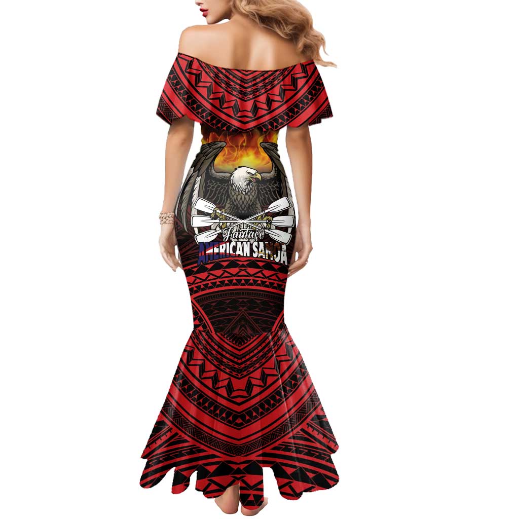 Fautasi Race Day American Samoa Mermaid Dress Bald Eagle Polynesian Tattoo