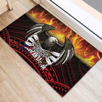 Fautasi Race Day American Samoa Rubber Doormat Bald Eagle Polynesian Tattoo