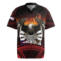 Fautasi Race Day American Samoa Rugby Jersey Bald Eagle Polynesian Tattoo LT14 Black - Polynesian Pride