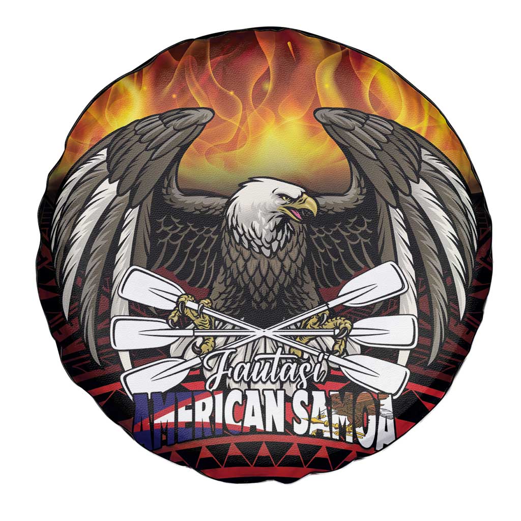 Fautasi Race Day American Samoa Spare Tire Cover Bald Eagle Polynesian Tattoo