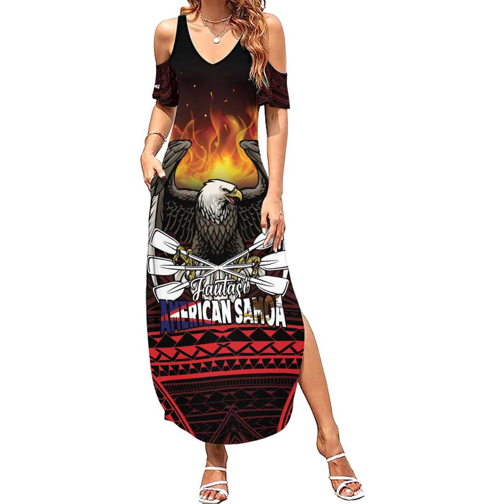 Fautasi Race Day American Samoa Summer Maxi Dress Bald Eagle Polynesian Tattoo