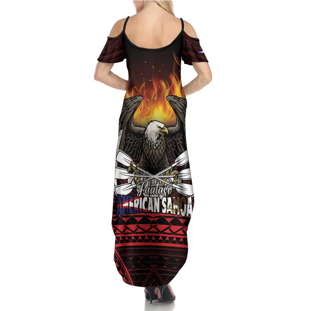 Fautasi Race Day American Samoa Summer Maxi Dress Bald Eagle Polynesian Tattoo