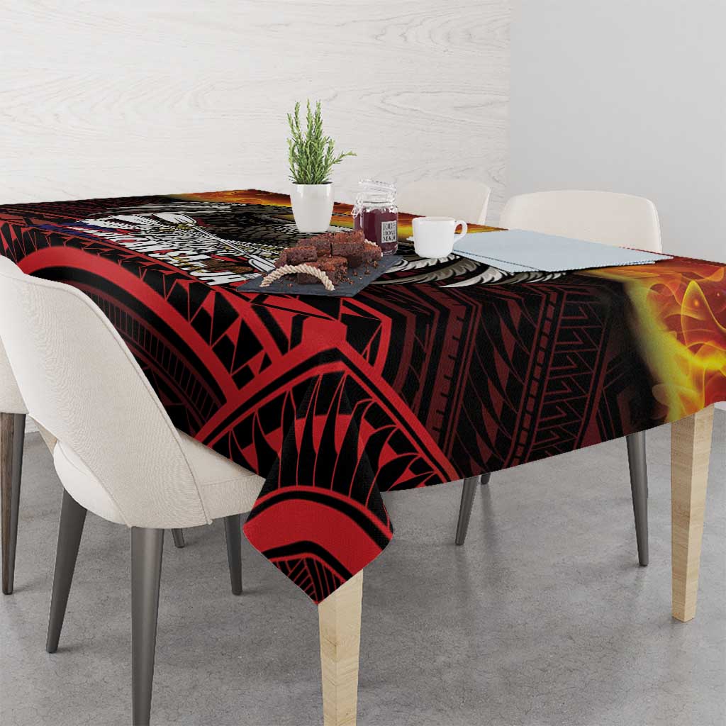 Fautasi Race Day American Samoa Tablecloth Bald Eagle Polynesian Tattoo