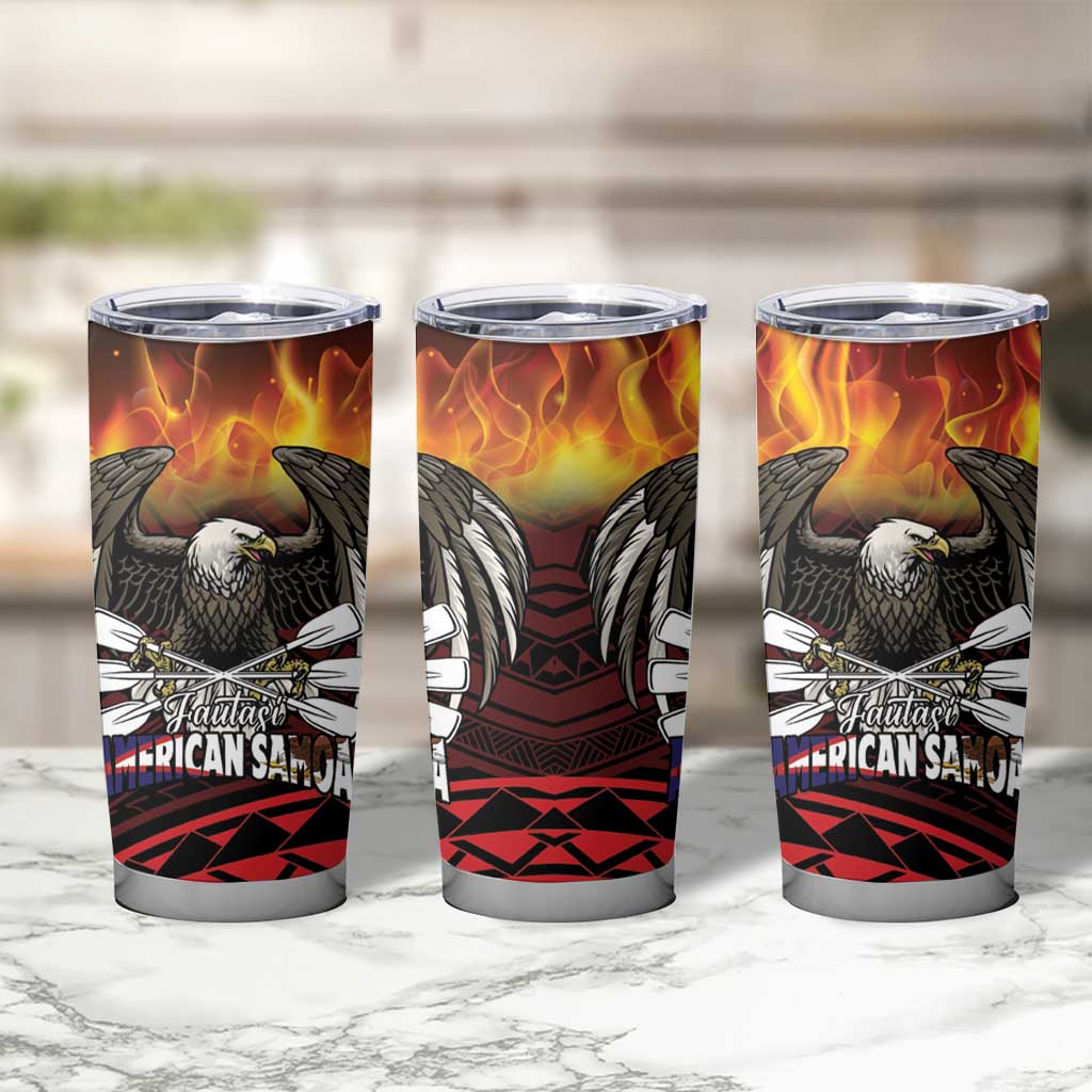 Fautasi Race Day American Samoa Tumbler Cup Bald Eagle Polynesian Tattoo LT14 - Polynesian Pride