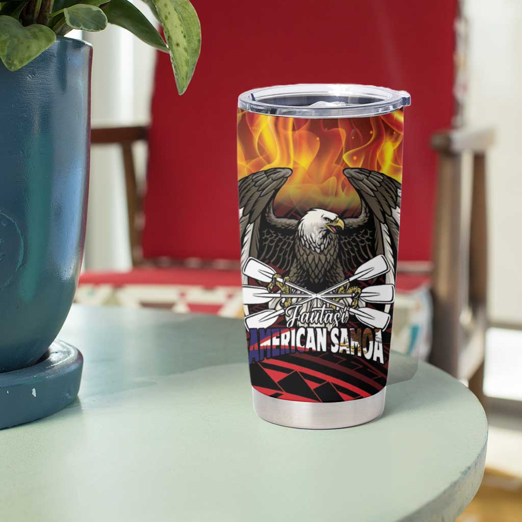 Fautasi Race Day American Samoa Tumbler Cup Bald Eagle Polynesian Tattoo LT14 - Polynesian Pride