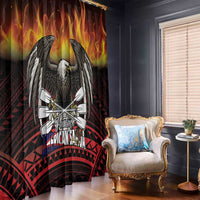 Fautasi Race Day American Samoa Window Curtain Bald Eagle Polynesian Tattoo