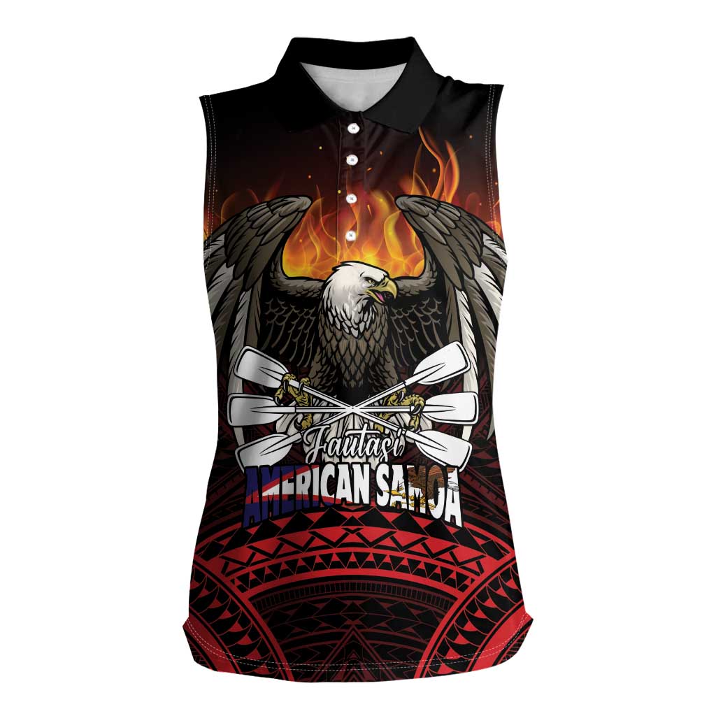 Fautasi Race Day American Samoa Women Sleeveless Polo Shirt Bald Eagle Polynesian Tattoo
