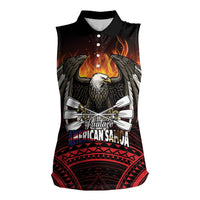 Fautasi Race Day American Samoa Women Sleeveless Polo Shirt Bald Eagle Polynesian Tattoo
