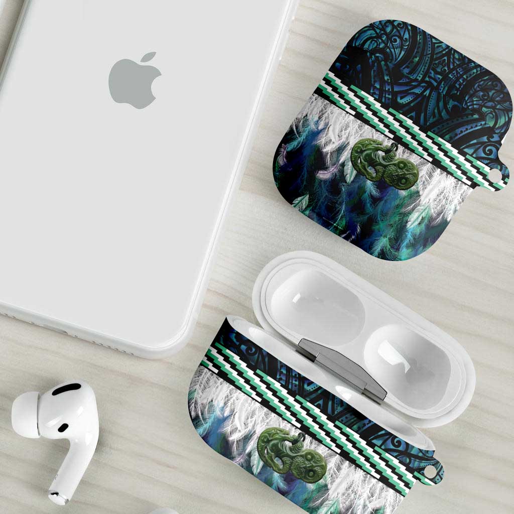 Turquoise Traditional Cloak Aotearoa AirPods Case Maori Paua Shell Korowai Pattern - Polynesian Pride
