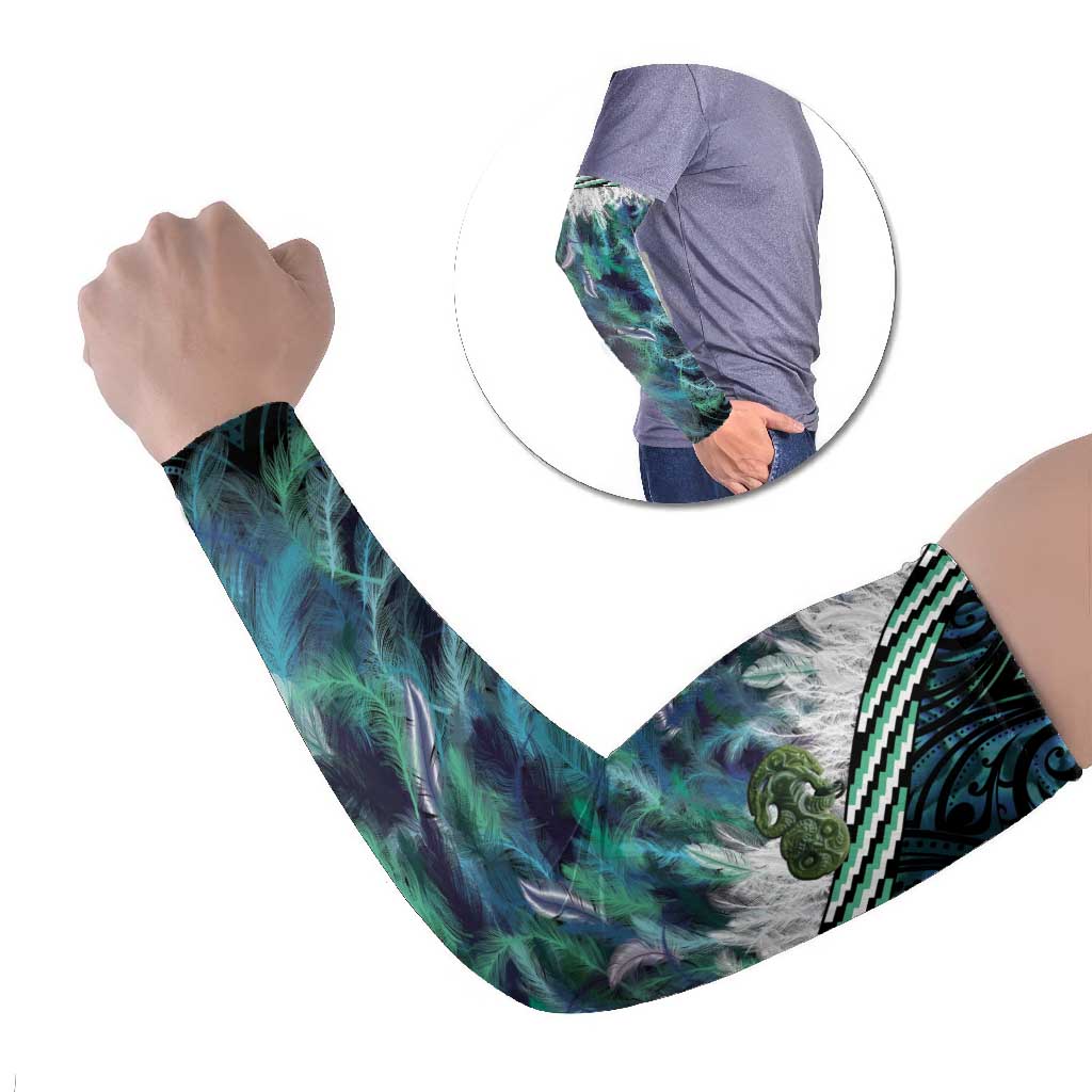 Turquoise Traditional Cloak Aotearoa Arm Sleeves Maori Paua Shell Korowai Pattern LT14 Set of 2 Turquoise - Polynesian Pride