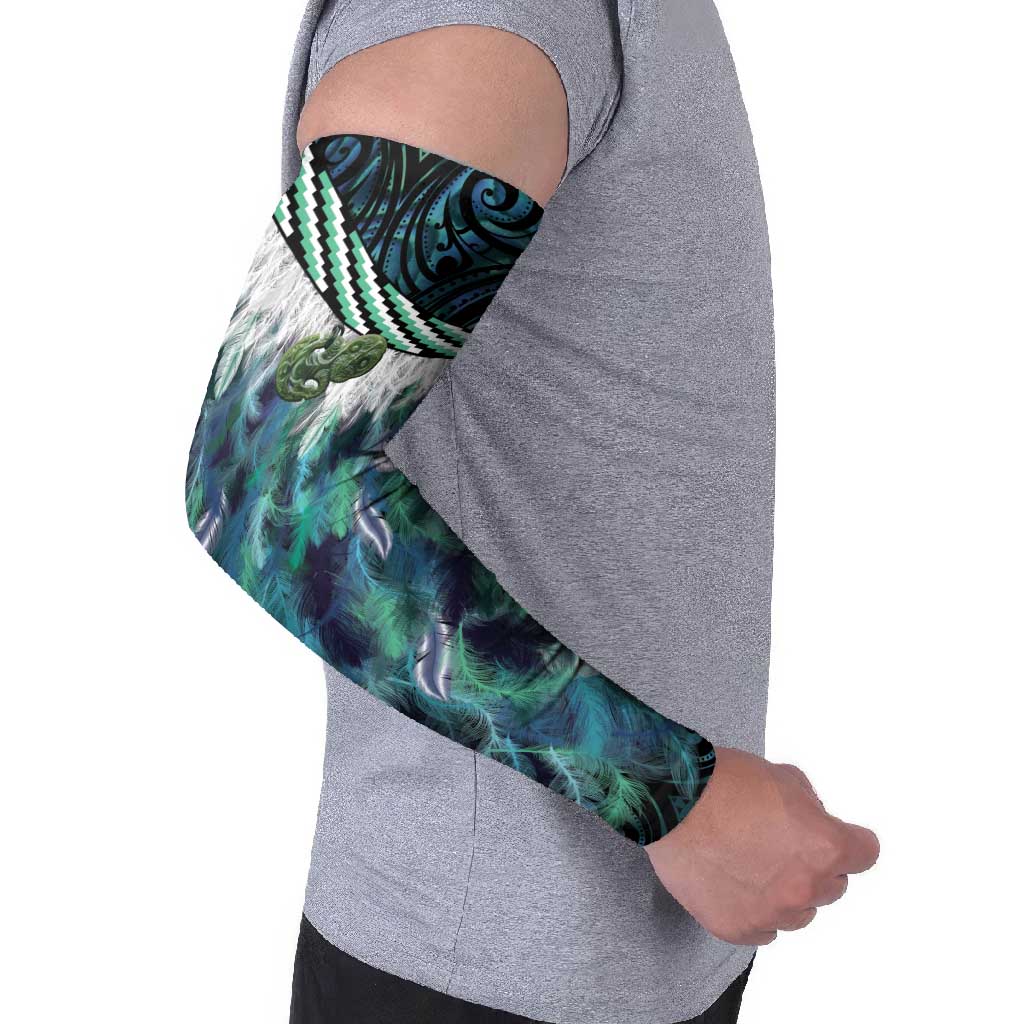 Turquoise Traditional Cloak Aotearoa Arm Sleeves Maori Paua Shell Korowai Pattern LT14 - Polynesian Pride