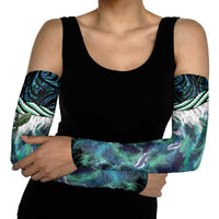 Turquoise Traditional Cloak Aotearoa Arm Sleeves Maori Paua Shell Korowai Pattern LT14 - Polynesian Pride
