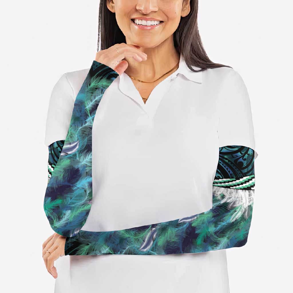 Turquoise Traditional Cloak Aotearoa Arm Sleeves Maori Paua Shell Korowai Pattern LT14 - Polynesian Pride