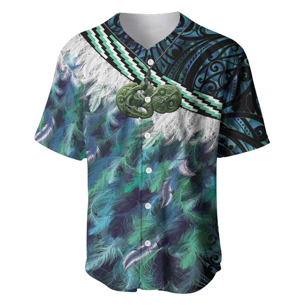 Turquoise Traditional Cloak Aotearoa Baseball Jersey Maori Paua Shell Korowai Pattern LT14 Turquoise - Polynesian Pride