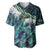 Turquoise Traditional Cloak Aotearoa Baseball Jersey Maori Paua Shell Korowai Pattern