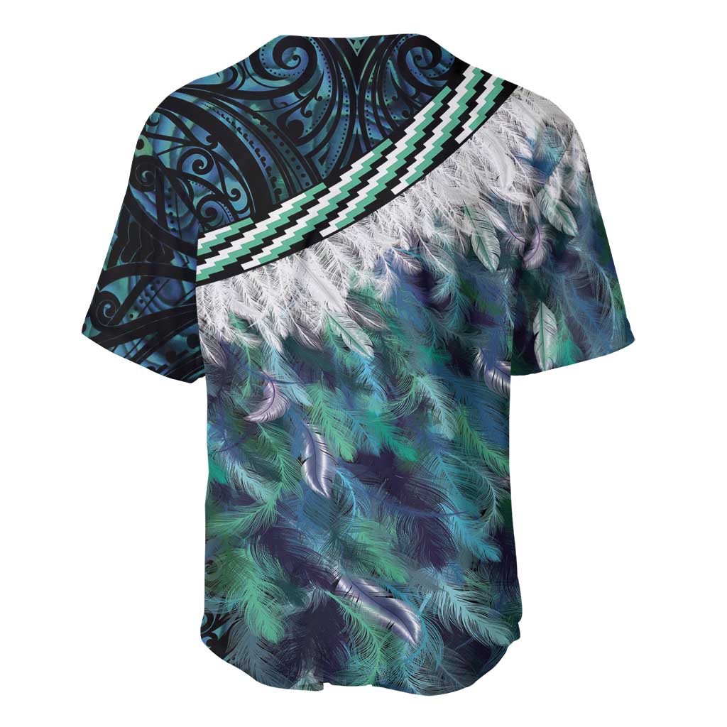 Turquoise Traditional Cloak Aotearoa Baseball Jersey Maori Paua Shell Korowai Pattern LT14 - Polynesian Pride