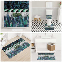Turquoise Traditional Cloak Aotearoa Bathroom Set Maori Paua Shell Korowai Pattern - Polynesian Pride