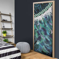 Turquoise Traditional Cloak Aotearoa Door Cover Maori Paua Shell Korowai Pattern - Polynesian Pride