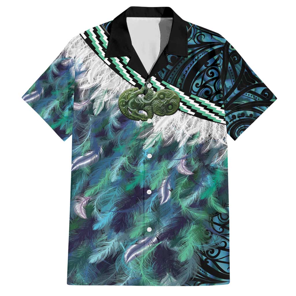 Turquoise Traditional Cloak Aotearoa Family Matching Short Sleeve Bodycon Dress and Hawaiian Shirt Maori Paua Shell Korowai Pattern