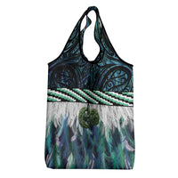 Turquoise Traditional Cloak Aotearoa Grocery Bag Maori Paua Shell Korowai Pattern LT14 - Polynesian Pride