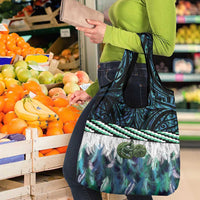 Turquoise Traditional Cloak Aotearoa Grocery Bag Maori Paua Shell Korowai Pattern LT14 - Polynesian Pride