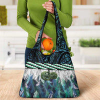 Turquoise Traditional Cloak Aotearoa Grocery Bag Maori Paua Shell Korowai Pattern LT14 - Polynesian Pride