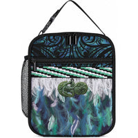 Turquoise Traditional Cloak Aotearoa Lunch Bag Maori Paua Shell Korowai Pattern LT14 10.2 × 8.3 × 4.3 inch Turquoise - Polynesian Pride
