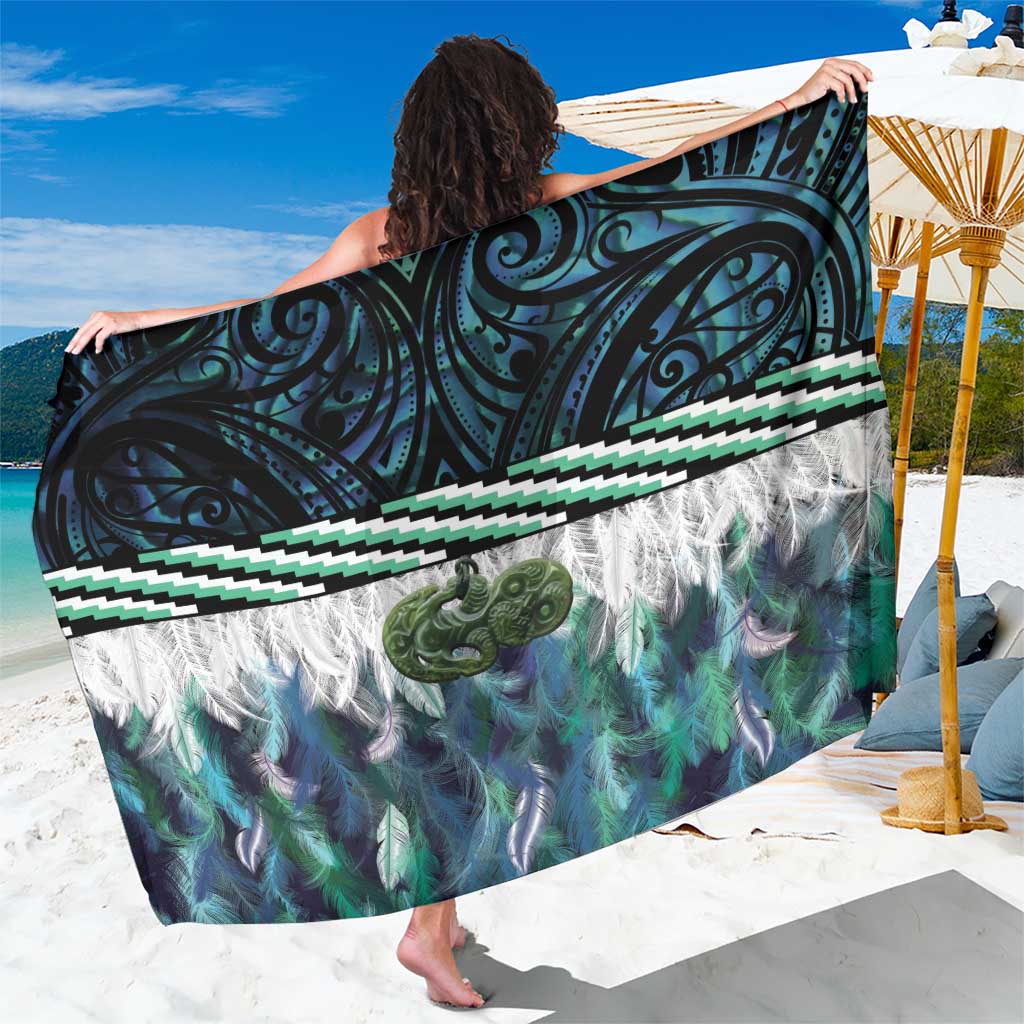 Turquoise Traditional Cloak Aotearoa Sarong Maori Paua Shell Korowai Pattern LT14 One Size 44 x 66 inches Turquoise - Polynesian Pride