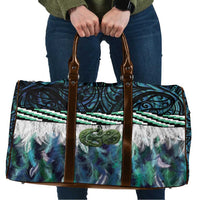 Turquoise Traditional Cloak Aotearoa Travel Bag Maori Paua Shell Korowai Pattern - Polynesian Pride