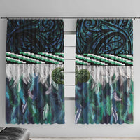 Turquoise Traditional Cloak Aotearoa Window Curtain Maori Paua Shell Korowai Pattern LT14 With Hooks Turquoise - Polynesian Pride