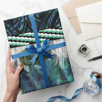 Turquoise Traditional Cloak Aotearoa Wrapping Paper Maori Paua Shell Korowai Pattern - Polynesian Pride