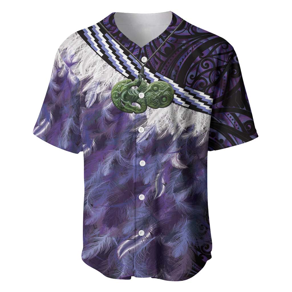 Purple Traditional Cloak Aotearoa Baseball Jersey Maori Paua Shell Korowai Pattern LT14 Purple - Polynesian Pride