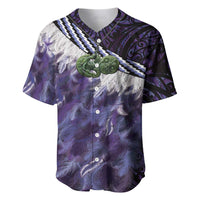 Purple Traditional Cloak Aotearoa Baseball Jersey Maori Paua Shell Korowai Pattern LT14 Purple - Polynesian Pride