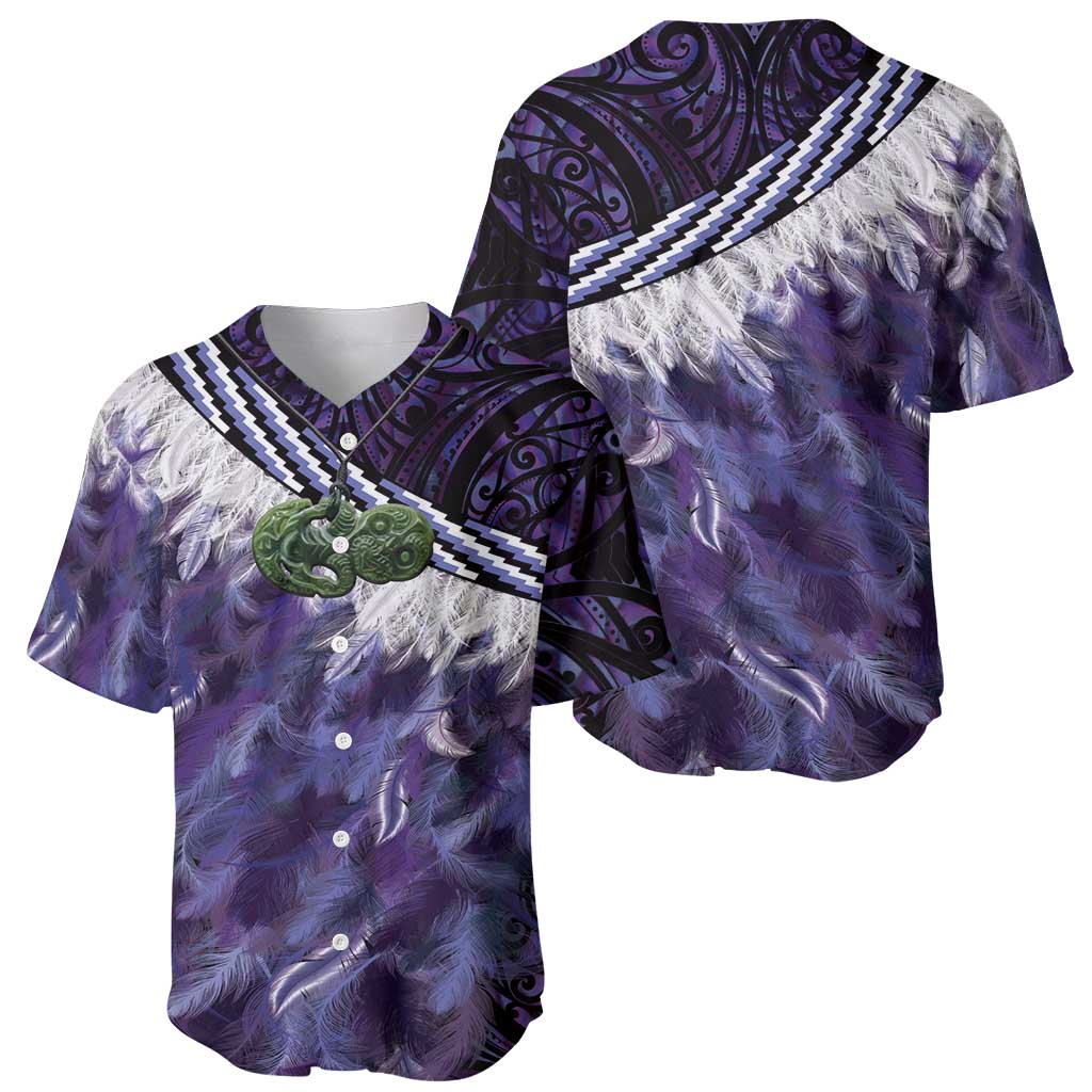 Purple Traditional Cloak Aotearoa Baseball Jersey Maori Paua Shell Korowai Pattern LT14 - Polynesian Pride