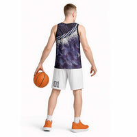 Purple Traditional Cloak Aotearoa Basketball Jersey Maori Paua Shell Korowai Pattern - Polynesian Pride