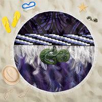 Purple Traditional Cloak Aotearoa Beach Blanket Maori Paua Shell Korowai Pattern