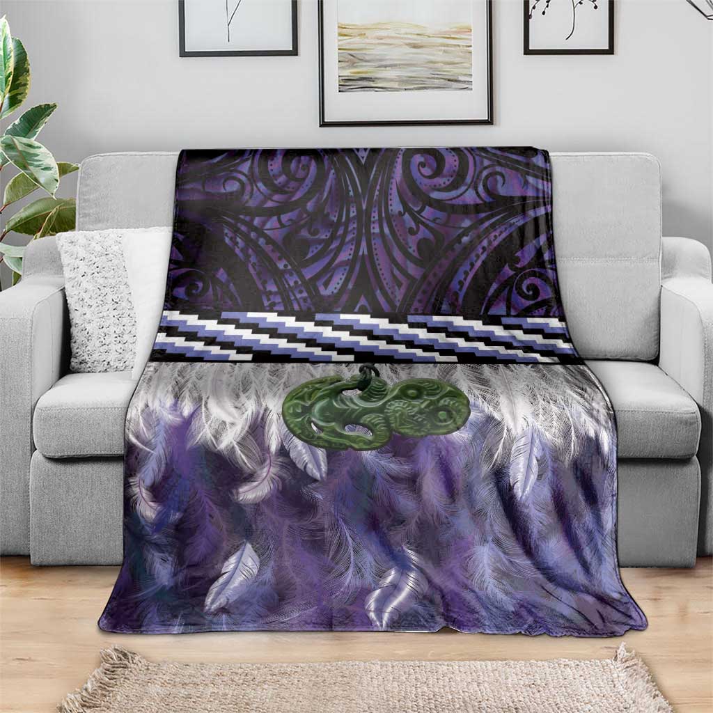 Purple Traditional Cloak Aotearoa Blanket Maori Paua Shell Korowai Pattern