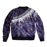 Purple Traditional Cloak Aotearoa Bomber Jacket Maori Paua Shell Korowai Pattern LT14 - Polynesian Pride