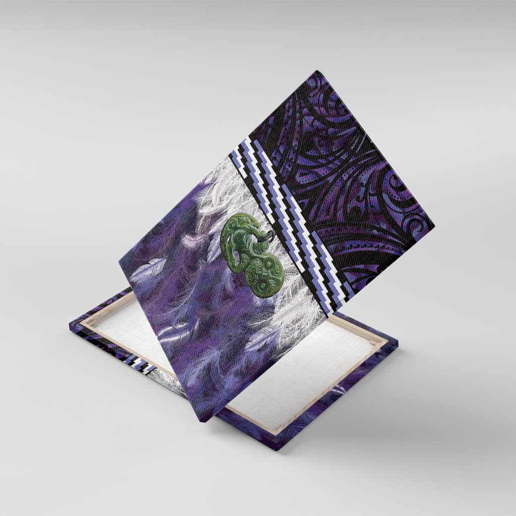 Purple Traditional Cloak Aotearoa Canvas Wall Art Maori Paua Shell Korowai Pattern