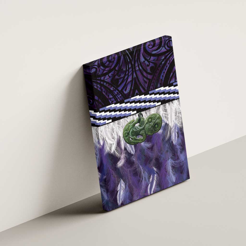 Purple Traditional Cloak Aotearoa Canvas Wall Art Maori Paua Shell Korowai Pattern