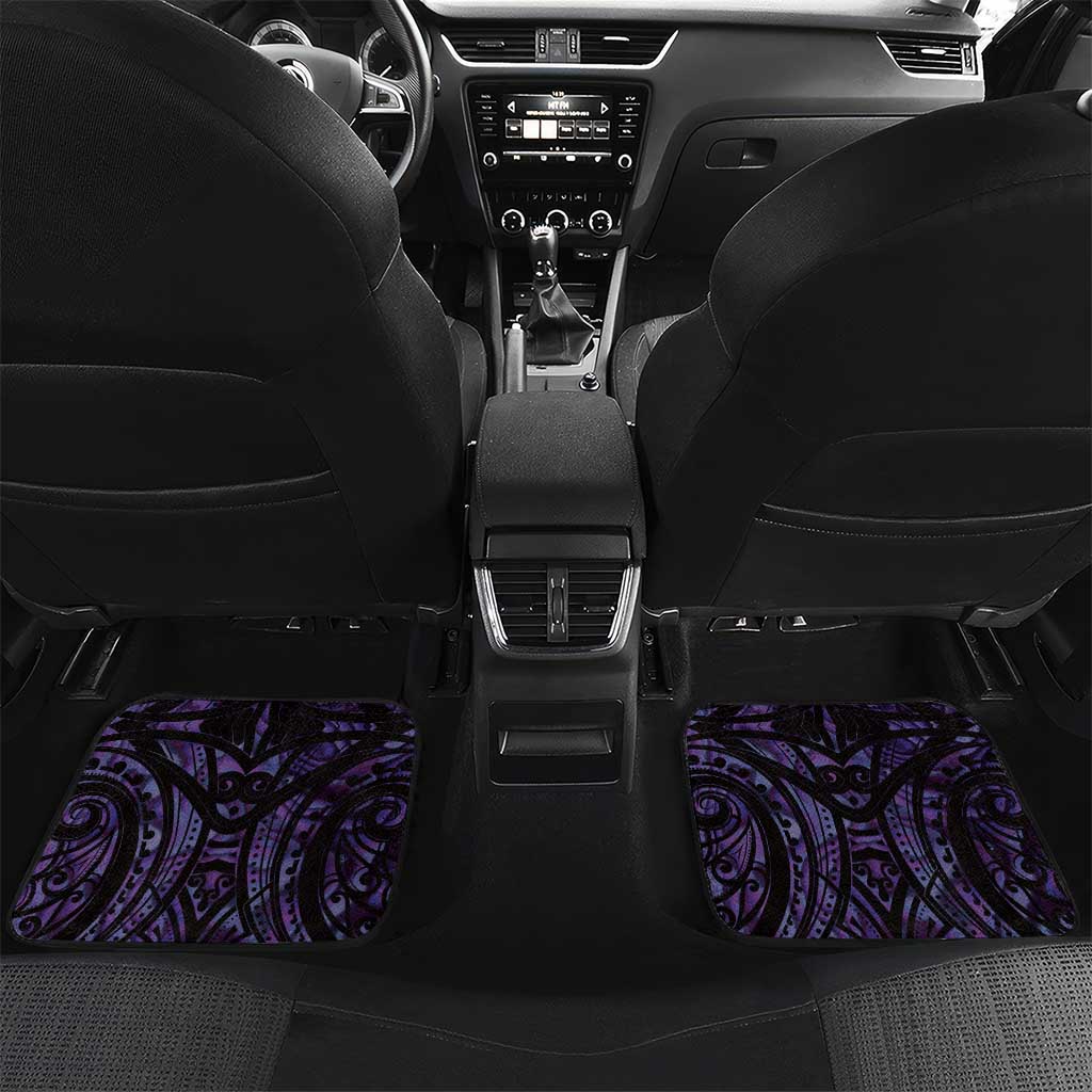 Purple Traditional Cloak Aotearoa Car Mats Maori Paua Shell Korowai Pattern