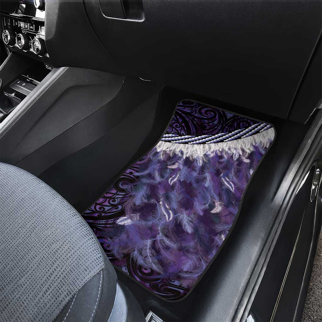 Purple Traditional Cloak Aotearoa Car Mats Maori Paua Shell Korowai Pattern
