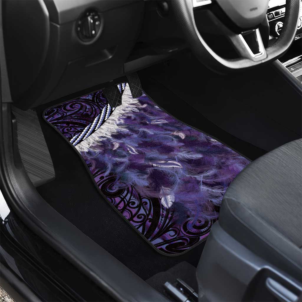Purple Traditional Cloak Aotearoa Car Mats Maori Paua Shell Korowai Pattern