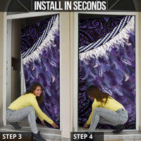 Purple Traditional Cloak Aotearoa Door Cover Maori Paua Shell Korowai Pattern - Polynesian Pride
