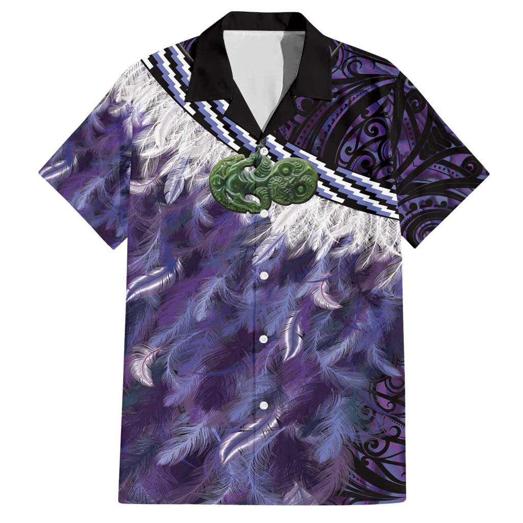 Purple Traditional Cloak Aotearoa Family Matching Long Sleeve Bodycon Dress and Hawaiian Shirt Maori Paua Shell Korowai Pattern LT14 Dad's Shirt - Short Sleeve Purple - Polynesian Pride
