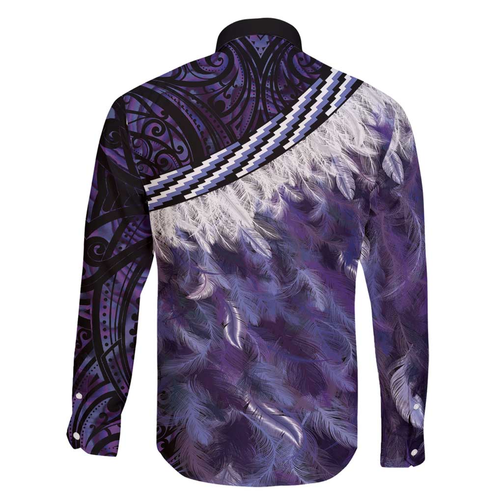 Purple Traditional Cloak Aotearoa Family Matching Long Sleeve Bodycon Dress and Hawaiian Shirt Maori Paua Shell Korowai Pattern LT14 - Polynesian Pride