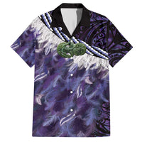 Purple Traditional Cloak Aotearoa Family Matching Short Sleeve Bodycon Dress and Hawaiian Shirt Maori Paua Shell Korowai Pattern LT14 Dad's Shirt - Short Sleeve Purple - Polynesian Pride