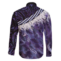 Purple Traditional Cloak Aotearoa Family Matching Short Sleeve Bodycon Dress and Hawaiian Shirt Maori Paua Shell Korowai Pattern LT14 - Polynesian Pride