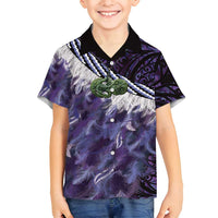 Purple Traditional Cloak Aotearoa Family Matching Summer Maxi Dress and Hawaiian Shirt Maori Paua Shell Korowai Pattern