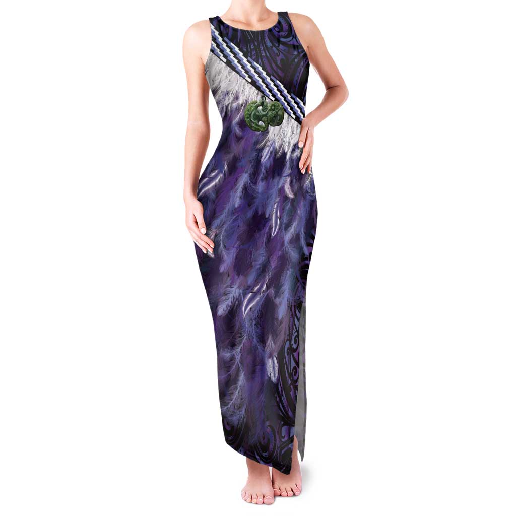 Purple Traditional Cloak Aotearoa Family Matching Tank Maxi Dress and Hawaiian Shirt Maori Paua Shell Korowai Pattern